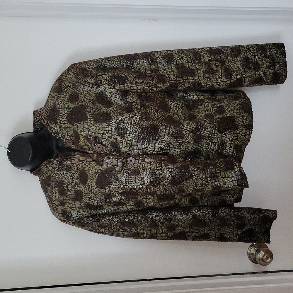 VINTAGE ELL JAY FAUX BUTTON DOWN SNEAKSKIN JACKET